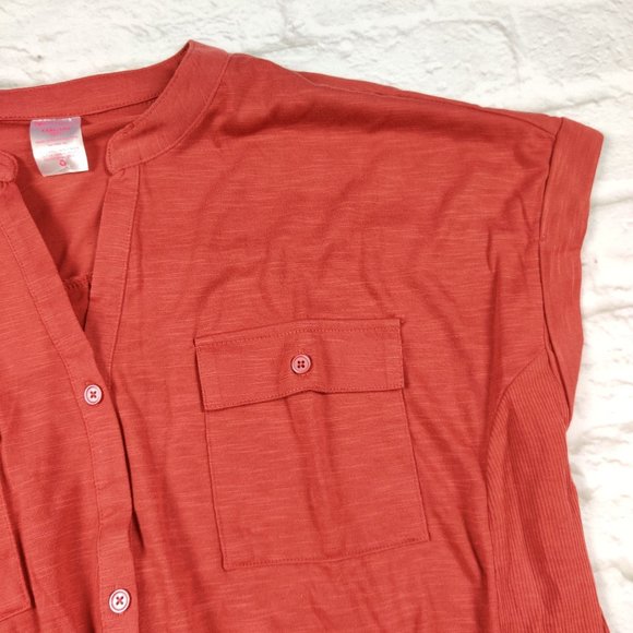 No Boundaries plus size utility shirt pocket rusty brick red knot button sz 3XL - Picture 4 of 5